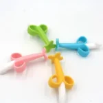 Baby Teether Banana Shape Material: Silicone Shape:Banana Shape Color:Yellow Pink And Blue Usage:Soothing Baby's Teething Pain Weight:36g/65g Package Included:1*Baby Teether