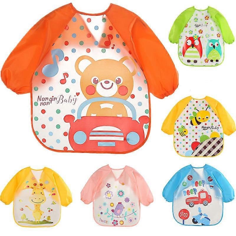Long Sleeve Waterproof Baby Bibs Cute Cartoon
