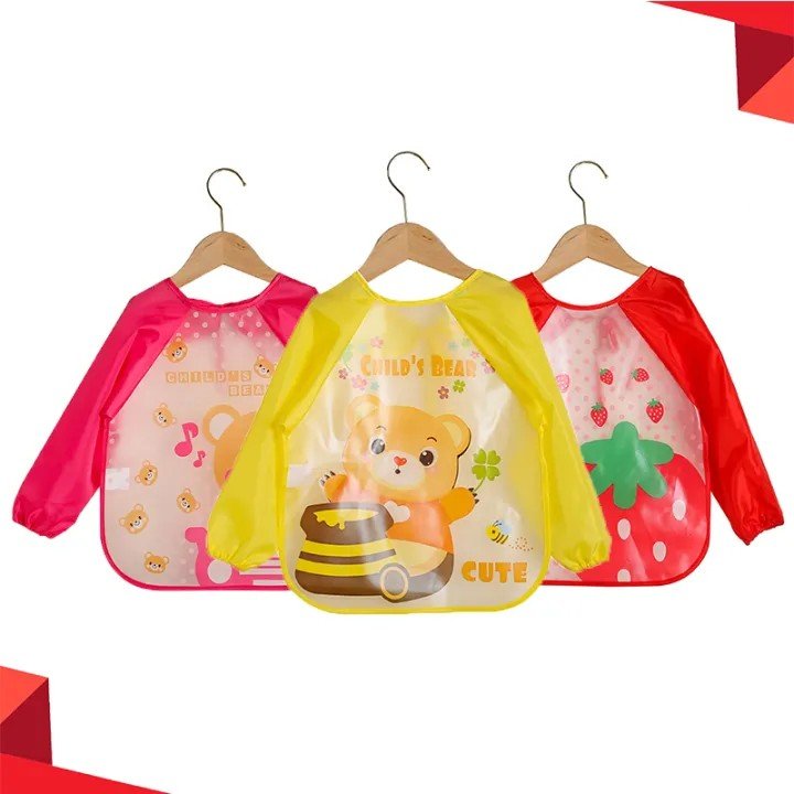 Long Sleeve Waterproof Baby Bibs Cute Cartoon