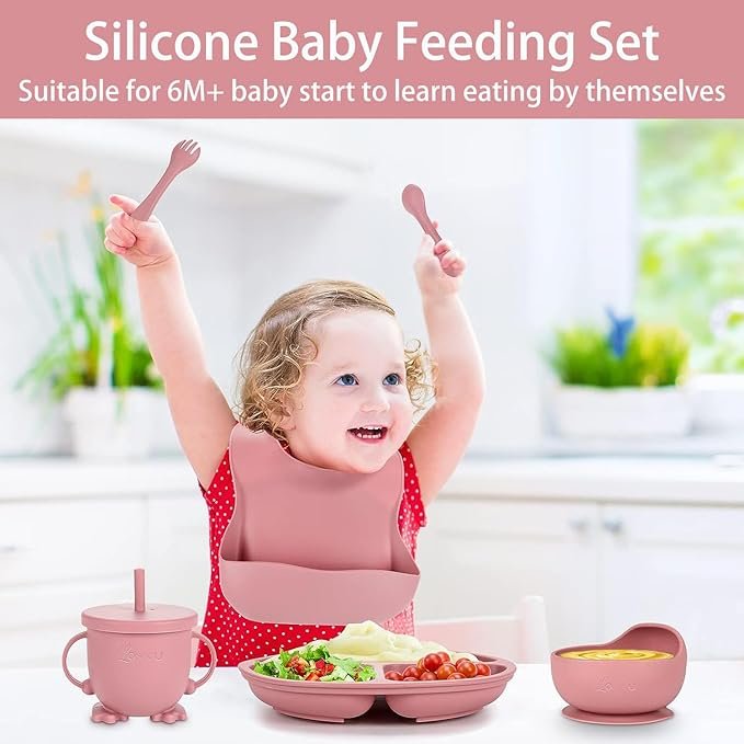 Silicone Baby Feeding Set Gift Items (8pcs)