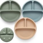 Toddler Plates 3 Pack - Divided Design Non-Slip Food Grade Silicone Dinnerware