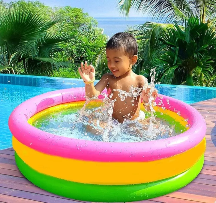 Baby Bath Tub, Baby Swimming Pool with Pumper (34 X10inch) - Multicolor
